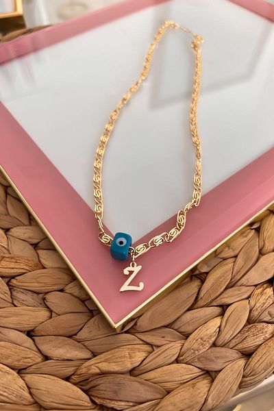 Trendy Butik الحنين مطرز حرف Z سلسلة قلادة