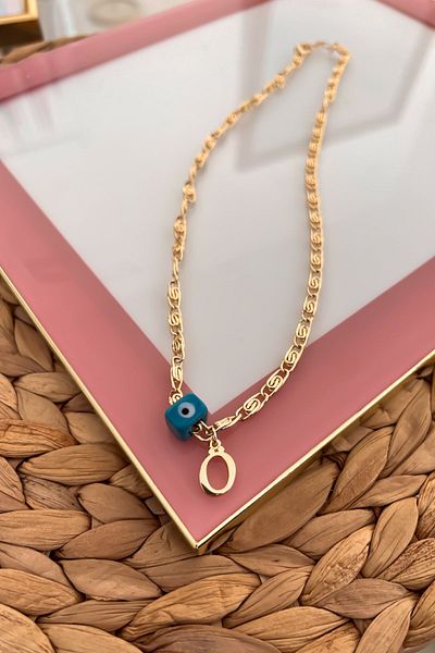 Trendy Butik الحنين مطرز حرف O سلسلة قلادة Scrunch
