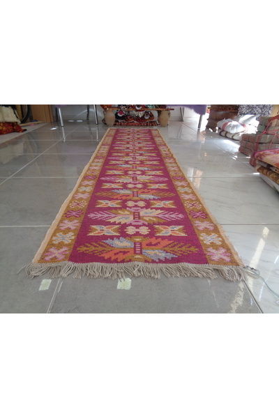 ŞAHMERDANOĞLU Pembeli Yolluk Kilim, Yüksek Kaliteli, Yıkanabilir, Çift Yüzlü,...