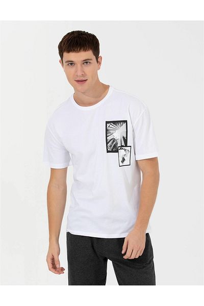 Pierre Cardin Λευκό μπλουζάκι με στάμπα Comfort Crew Neck