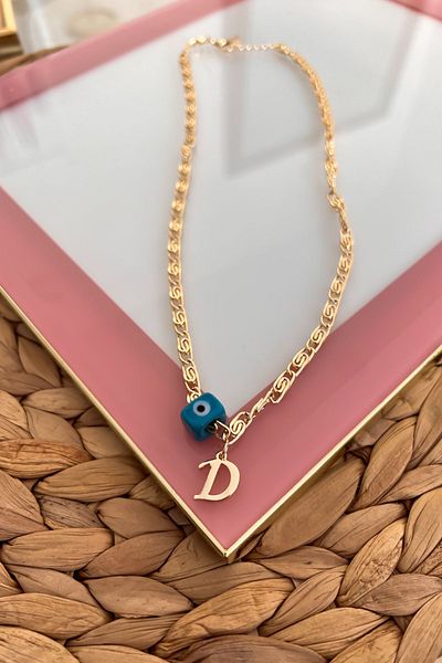Trendy Butik الحنين مطرز حرف D سلسلة قلادة