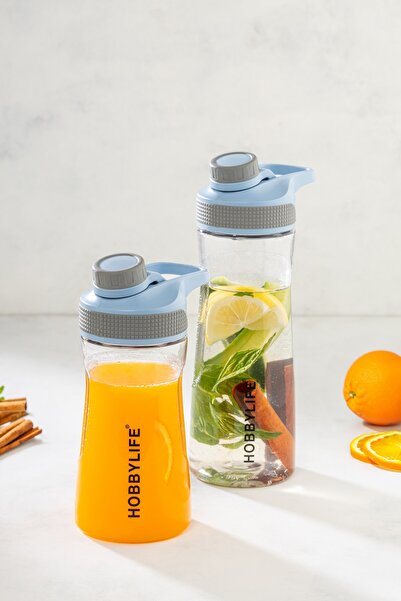 Pazarika 2 Li Set 730ml 530ml. Su Matarası Su Şişesi Suluk ( Bpa Içermez ) Mavi