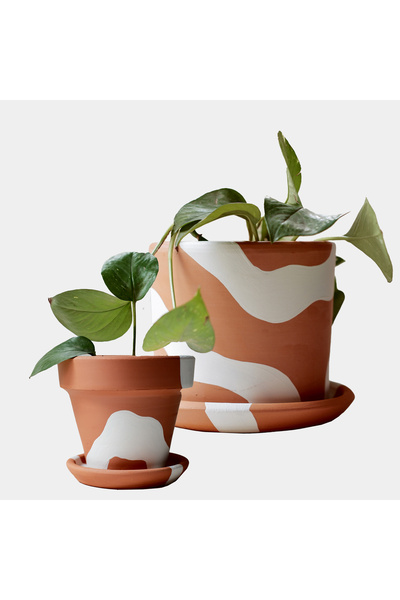 fidayy Terracotta Toprak Saksı Bohem 2li Set