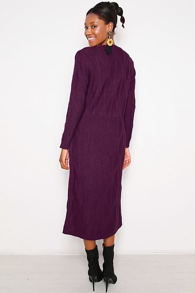 AVORWE Rochie midi din tricot cu decolteu cu model din tricot de păr