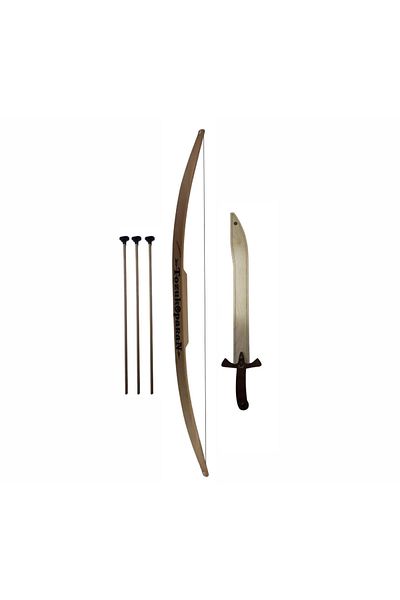 Ahtek Wooden Toy Sword And Arrow Bow Set Both Toy and Decorative
