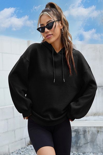 MODAGEN Women's Black 3 Thread Itsokay Printed Oversize Printed Sweatshirt