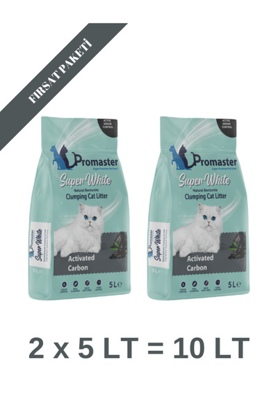 Promaster Ince Taneli Aktif Karbonlu Bentonit Kedi Kumu 5 Litre X 2 Adet