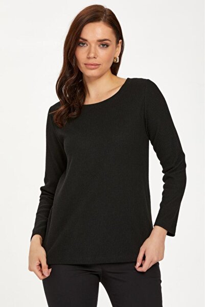 İKİLER Arkası Cut Out Uzun Kol Triko Bluz 223-1727