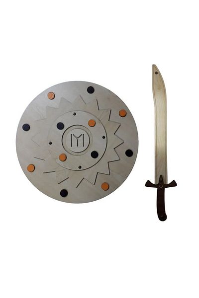 Ahtek Wooden Toy Set of 2, Shield + Kayi Sword
