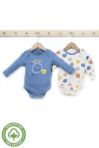 Rise Raba Baby 100% Cotton Printed Long Sleeve Snap Fastener 2-Piece Badi 3-1...
