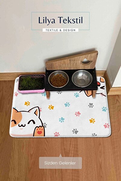 Lilly Home Kedi Beslenme Mama Altlığı,Mama Paspasi ,Kedi Aksesuarları,Kedi Ma...