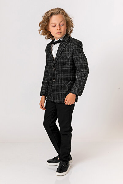 incity Boy's Black Two-Button Jacket