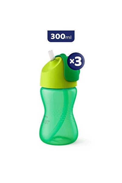 Philips Avent زجاج منقوش مع قش 300 مل ذكر 12 شهرًا فما فوق × 3