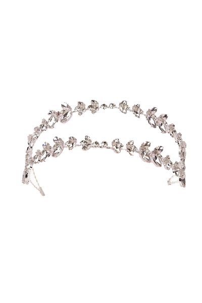 Hayalperest boncuk Alfa Model Bridal Hair Band - Double Rows, Silver Accessory