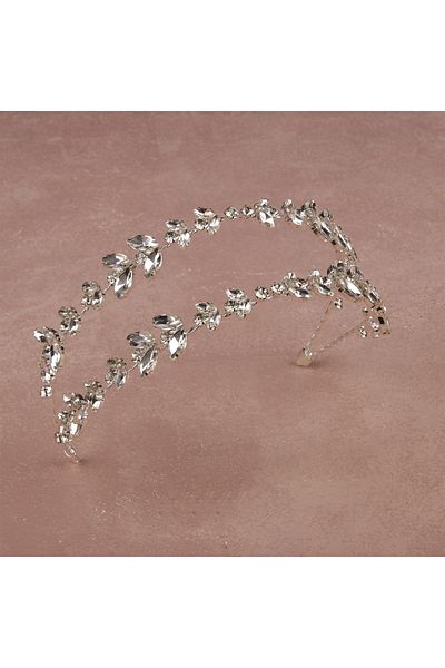 Hayalperest boncuk Alfa Model Bridal Hair Band - Double Rows, Silver Accessory