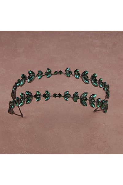 Hayalperest boncuk Alpha Model Green Bridal Hair Band - Double Row Accessory