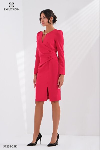 EXPLOSION Zincir Detaylı Midi Elbise