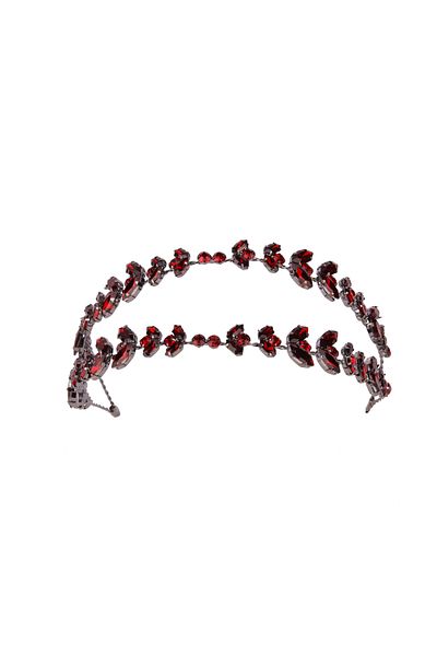 Hayalperest boncuk Alfa Model Burgundy Bridal Hair Band - Double Row Hair Accessory