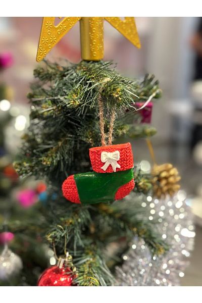 Mirabella Gift Christmas Tree Decorations Plaster Handmade 2 Pieces Figurine
