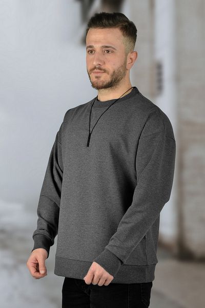 BESSA Ανδρικό καπνιστό Oversize Crew Neck Sweat