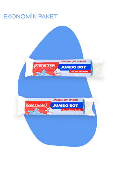 DuxPlast Bağcıklı Çöp Torbası - Jumbo Boy - 80X100 cm - 2 paket - 2x10= 20 adet