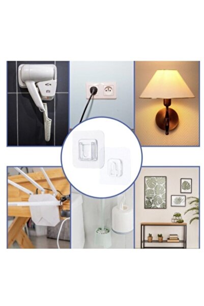 mrtbilisim Çift Taraflı Yapışkanlı Geçmeli Klips 2 Adet Eşya Sabitleme Askısı...