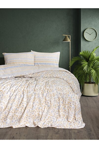 Cotton Box طقم لحاف من الفلانيل الأزرق - نموذج سقف مزدوج