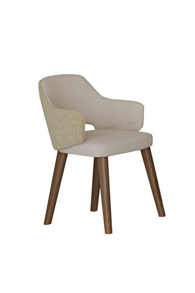 Kelebek Calina Sandalye - Hitit Ceviz Ayak - Çok Renkli Kumaş