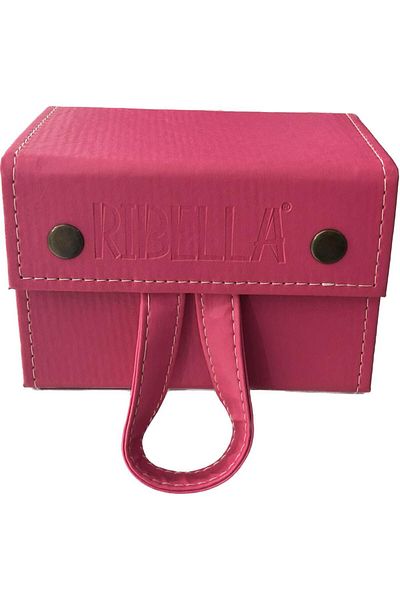 Ribella Handmade 4-Piece Leather Sunglasses Case Travel Bag Brown Fuchsia