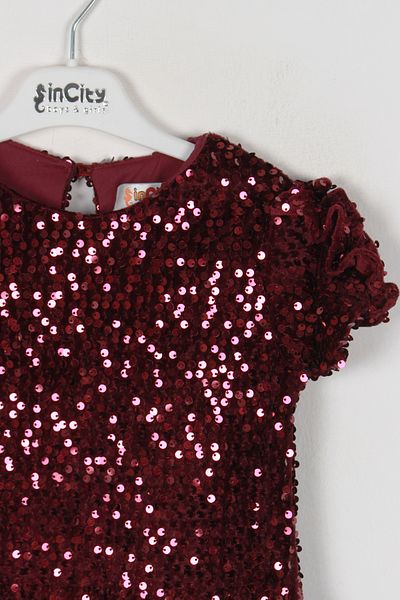 incity Girl's Plum Sequin Dress