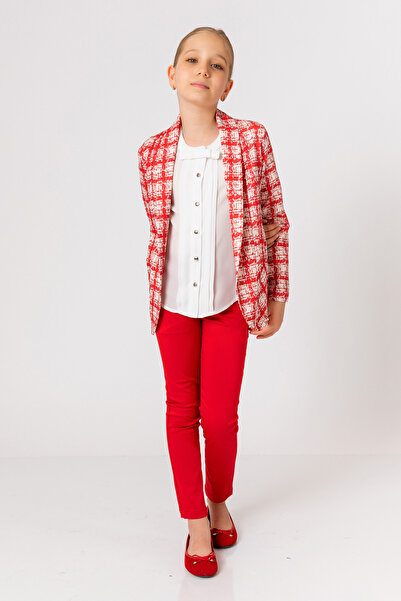 incity Girl's Red Patterned Jacket