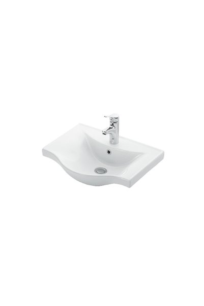 ÖZCEDEN Yıldız 55 cm Beyaz MDF Seramik Lavabolu Asma Banyo Dolabı Takımı