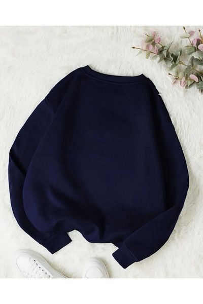 PALPİTO Hanorac oversize cu imprimeu Dreamer, albastru bleumarin, pentru femei