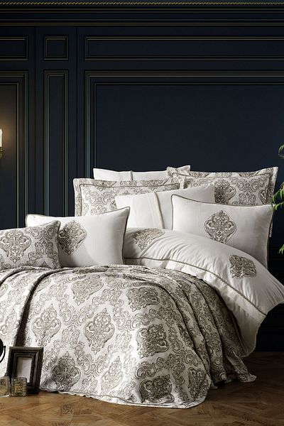 Elart Bedspread Set Double Jacquard Woven Olivia Walnut Green