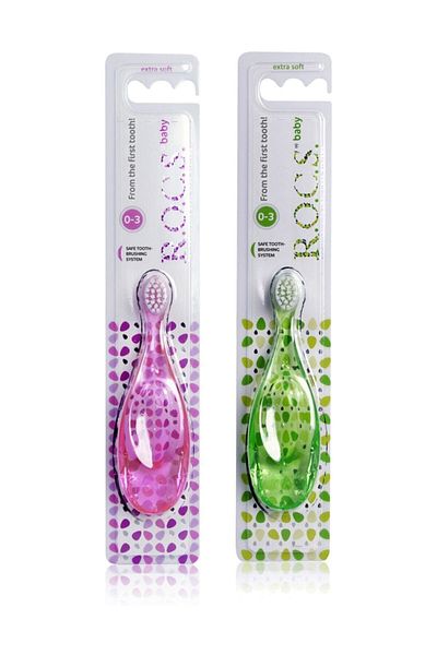 R.O.C.S. Rocs Baby 0-3 Years Baby Toothbrush - 2 Pieces - Pink and Green