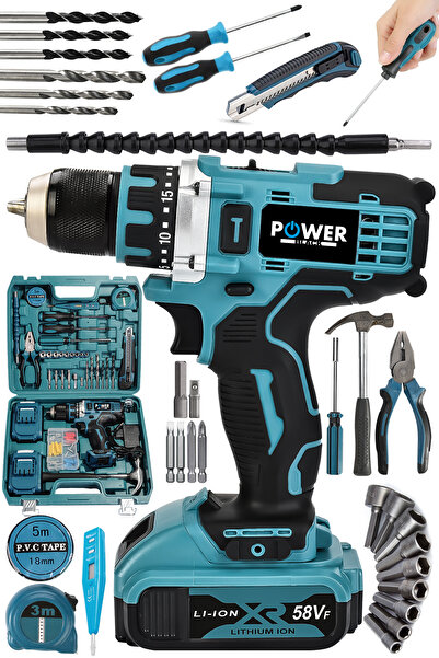 POWER BLACK POWEBLACK PRO Germany Technology 58Vf 5Ah Çelik Mandren Çift Akül...