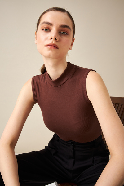 Bipantolon Γυναικείο φανελάκι καμιζόλ με ραβδώσεις Bitter Brown