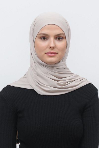 Altobeh Χτενισμένο βαμβακερό σάλι Hijab Flat-light Cream