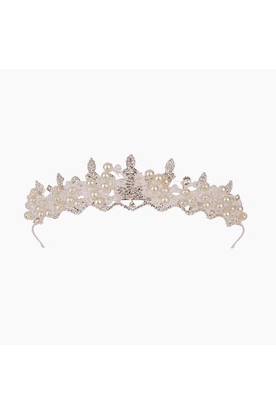 Hayalperest boncuk Crystal Glass Beaded Bridal Henna Crown for Women for Wedding Crown Costume Crown with Pearls Silver
