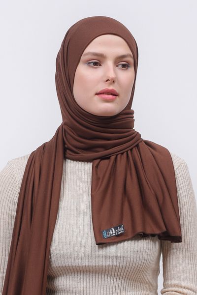 Altobeh Hijab Χτενισμένο Βαμβακερό Σάλι Απλό Σοκολάτα