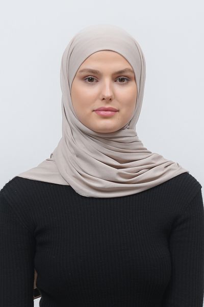 Altobeh Σκούρο Κρεμ Hijab Χτενισμένο Βαμβακερό Σάλι - Απλό Σχέδιο