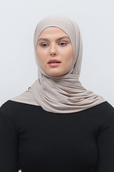 Altobeh Σκούρο Κρεμ Hijab Χτενισμένο Βαμβακερό Σάλι - Απλό Σχέδιο