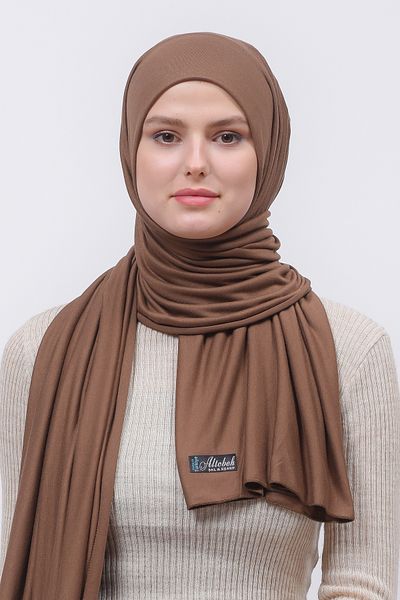 Altobeh Χτενισμένο σάλι Hijab Απλό Μαύρη Σοκολάτα