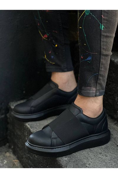 Joy Man J040 Pantofi sport pentru bărbați, fără șireturi, groase, elastice, talpă ortopedică, ST Negru