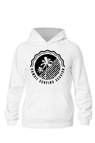 ADA BEBEK ÇOCUK Unisex Μαύρο φούτερ Hawaii Surfing Session με κουκούλα