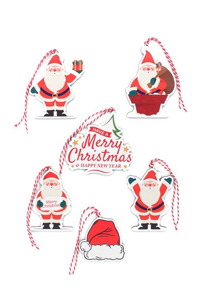 mutlu adım 6 bucăți de 10 cm ornament de lemn pentru pomul de Crăciun Moș Cră...