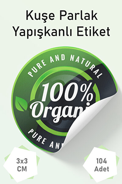 DEER Etichetă organică (autocolant) 104 bucăți - Etichetă pentru produs lucio...