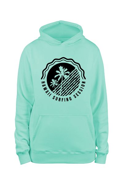 ADA BEBEK ÇOCUK Unisex Μαύρο φούτερ Hawaii Surfing Session με κουκούλα
