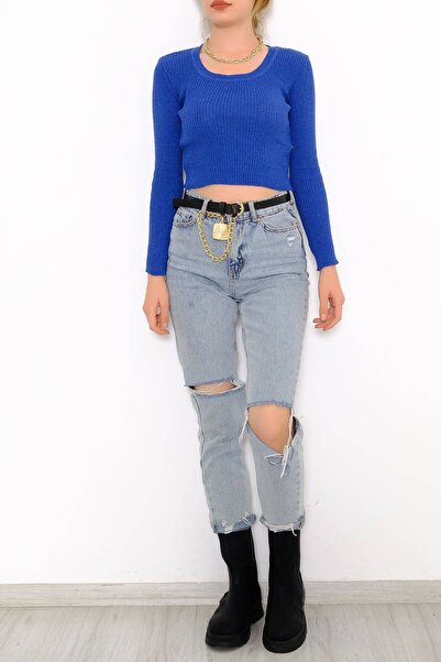 Bukond Πλεκτό με λαιμόκοψη μπλε κοβαλτίου