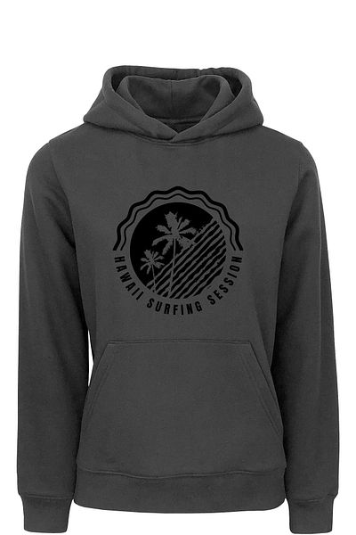 ADA BEBEK ÇOCUK Unisex Μαύρο φούτερ Hawaii Surfing Session με κουκούλα